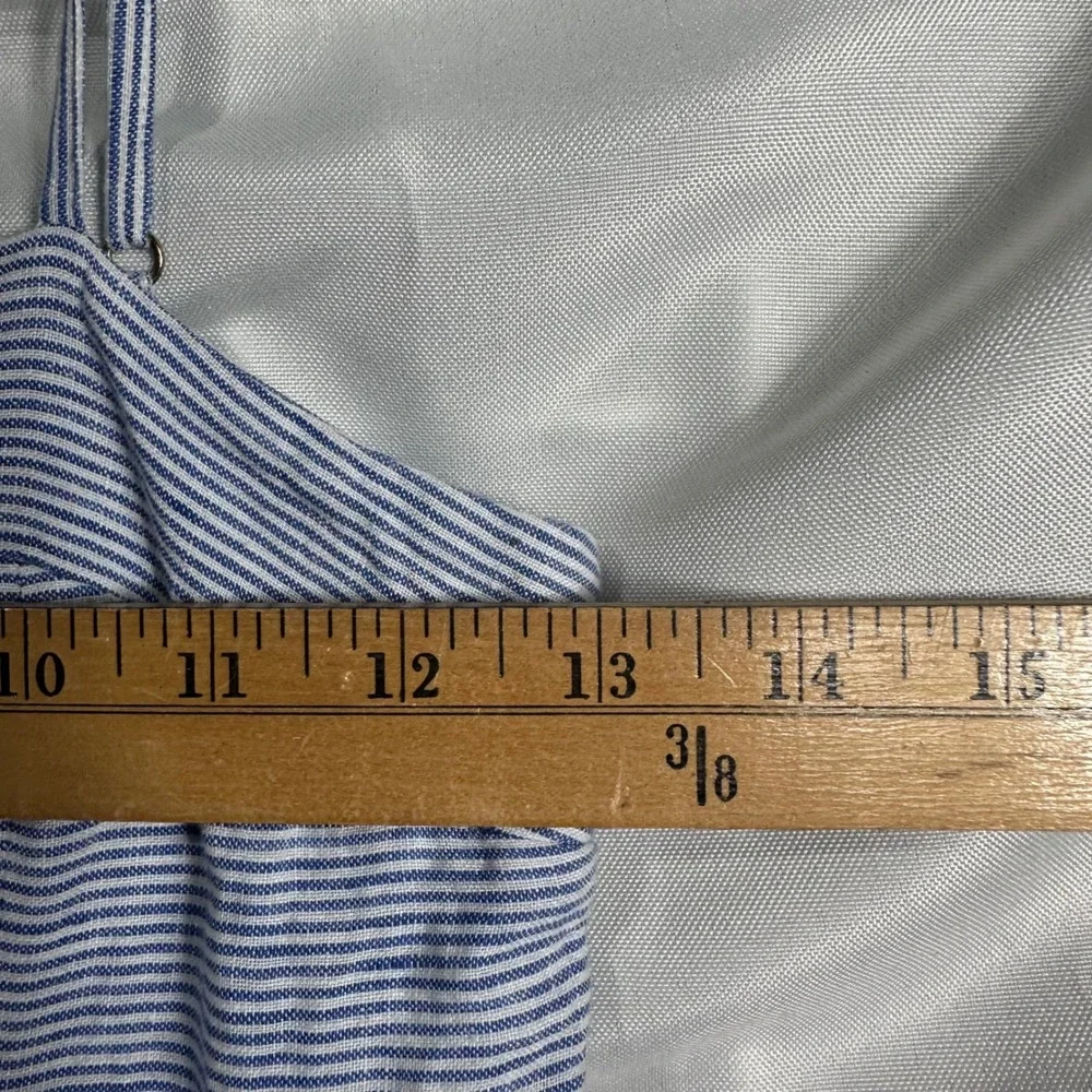 J.Crew Blue White Pinstripe Linen Wide Leg Jumpsuit crops Size 00 saiLor preppy